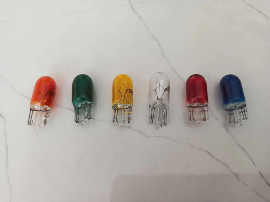 Цветни крушки за габарит на фар, фарове, страничен мигач, Т10