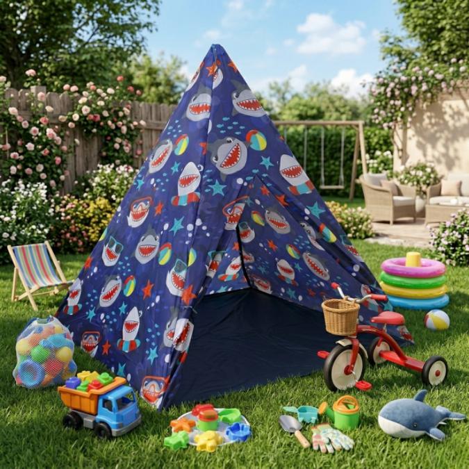 Детска типи палатка XXL с акули  сгъваема къщичка за игра за дома и г