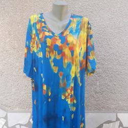 4XL 5XL Нова дълга рокля в синьо