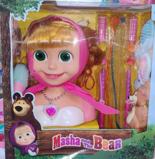 Кукла за прически Маша и мечокът  Торс с дълга коса и аксесоари за