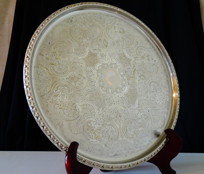 Английски посребрен поднос Ianthe, 820 гр., чиста мед.