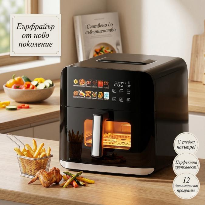 Еърфрайър Oliver Voltz Ov51980cf, 1800w, 8 литра, Двоен нагревател, 12