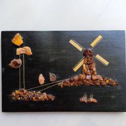 Картина с балтийски кехлибар на дърво 16 24.5 см