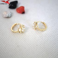 Обеци с 14K златно покритие с цирконий