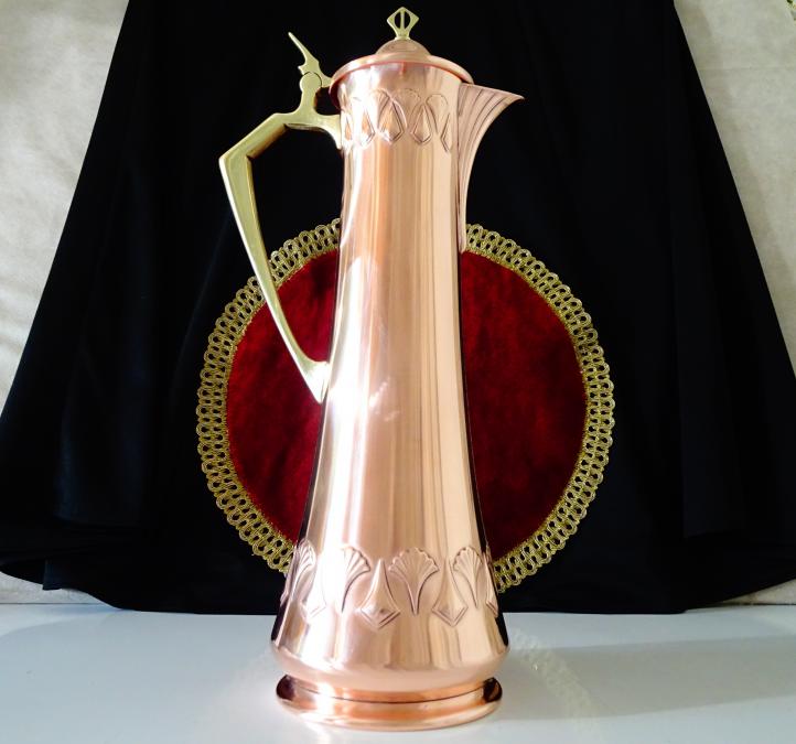 Медна кана с капак WMF бягащ щраус Art Nouveau, Jugendstil