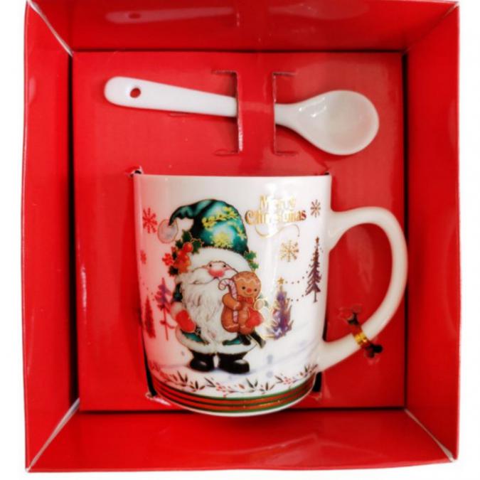 Празничен комплект чаша  лъжичка в луксозна кутия  Merry Christmas