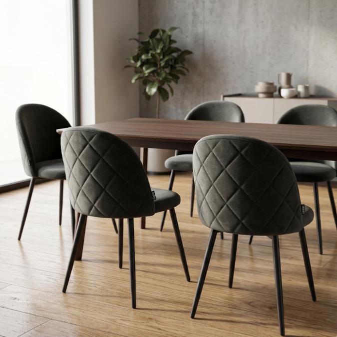 Дизайнерски сив стол Faro  тапициран, стабилен и удобен