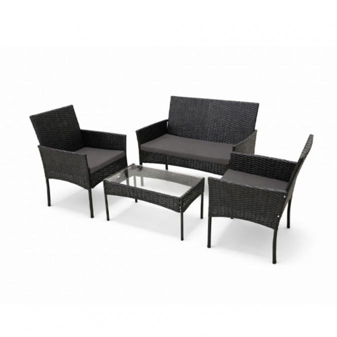 Елегантен ратанов комплект за градина с маса и възглавници - комфорт и