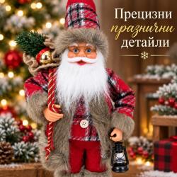 Дядо Коледа 60 см  стояща коледна декоративна фигура с фенер