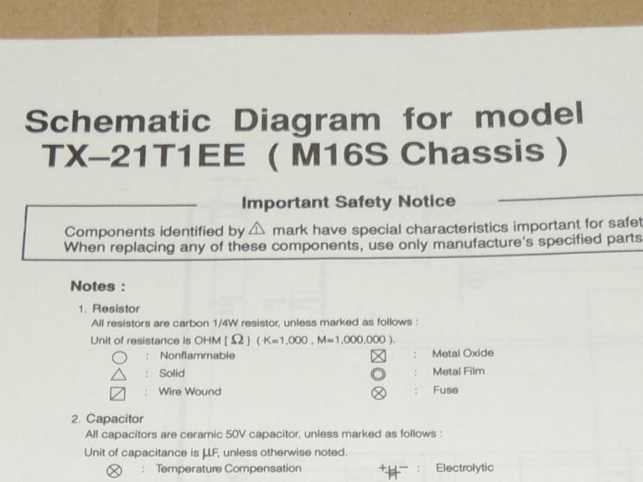 Схема на телевизор Panasonic, модел Tx-21t1ee, 5 лв.