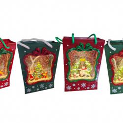 Празнична Коледна декорация във вид на подаръчна чанта със светлини и