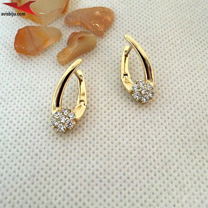 Обеци с 14К златно покритие и с цирконий