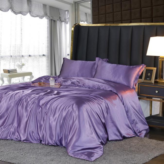 Purple Night Висококачествен Спален Комплект от Сатен 4 Части