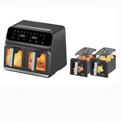 Двоен фритюрник Air Fryer, работещ без олио, 8L, цифров дисплей, техн