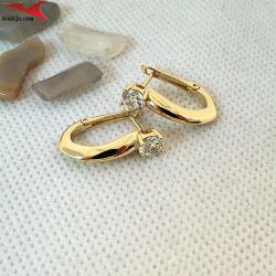 Обеци с 14К златно покритие и с цирконий