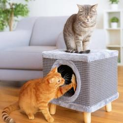 Катерушка за котки 3 в 1 - меко легло, играчка и драскалка