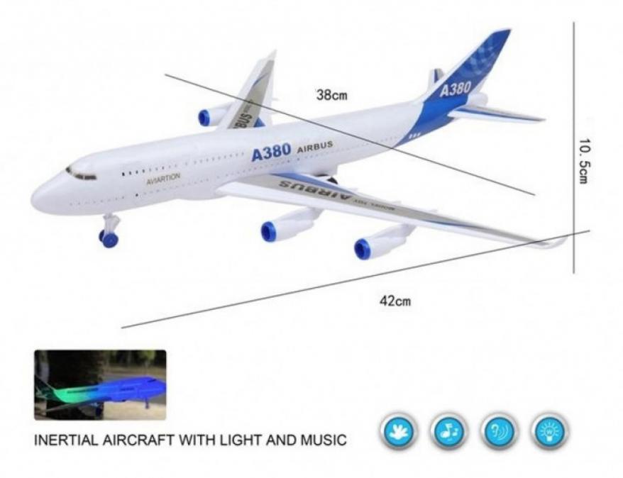 Механичен самолет А380 с музика и светлини