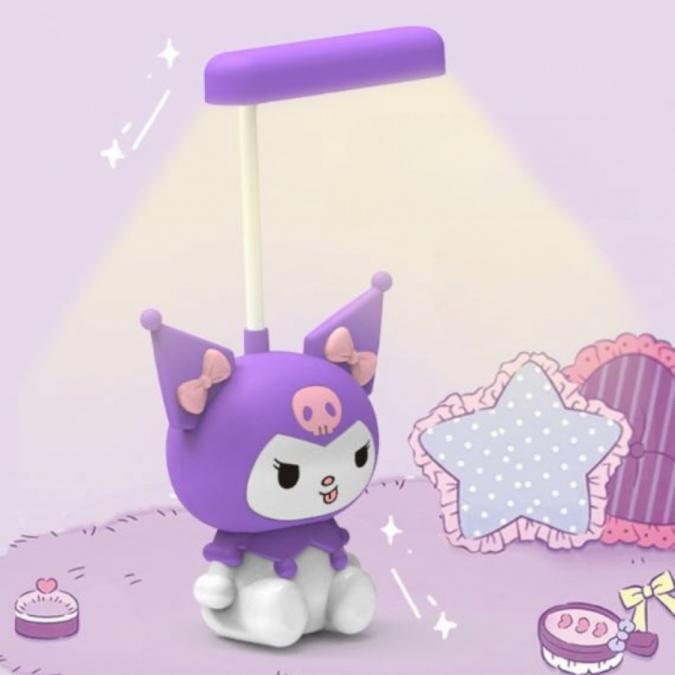 Акумулаторна LED нощна лампа Kuromi My Melody с USB Лилава Черна
