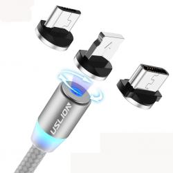 Магнитен кабел U s l i o n 3 в 1 за зареждане на телефони - micro USB