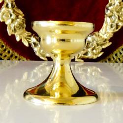 Масивен бронзов свещник, позлата, 5 см.