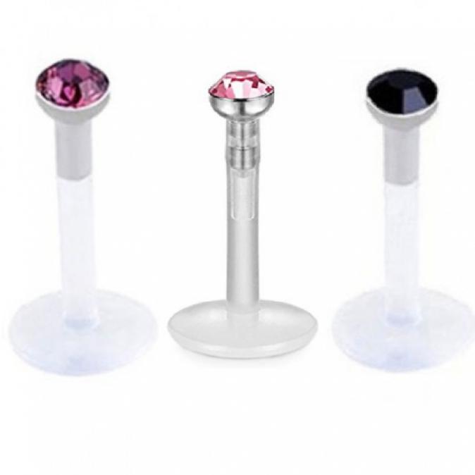 Прозрачни обици за устната с кристали