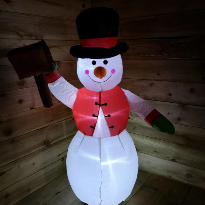 Снежен човек, надуваем, LED светлини, многоцветен