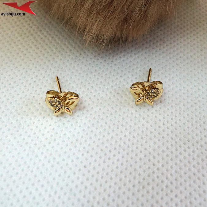 Обеци с 14К златно покритие и с цирконий