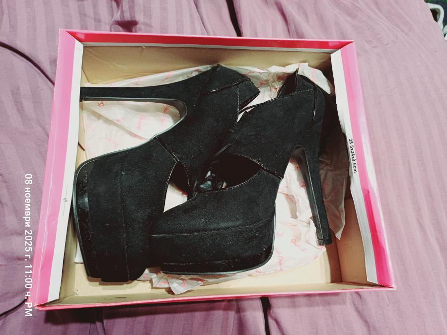 Черни обувки на ток 12 см