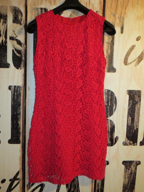 Червена къса рокля от памучна дантела, Манго  Mango