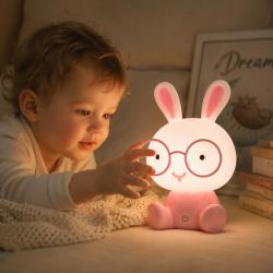 Детска нощна LED лампа Зайче  23 см, 3 степени на яркост, USB захранв
