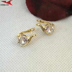 Обеци с 14К златно покритие и с цирконий