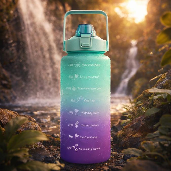 Голяма спортна бутилка за вода 2L, без Bpa, с мотивационни надписи и в