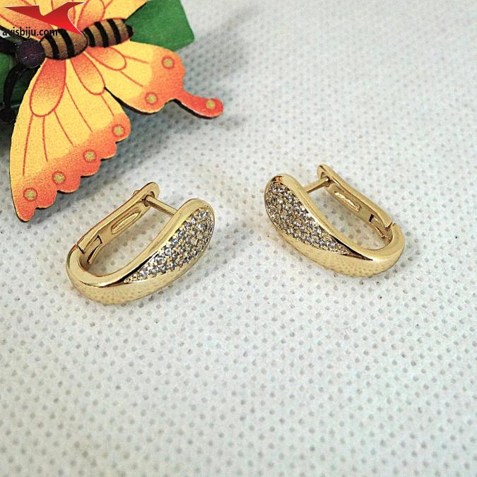 Обеци с 14К златно покритие и с цирконий