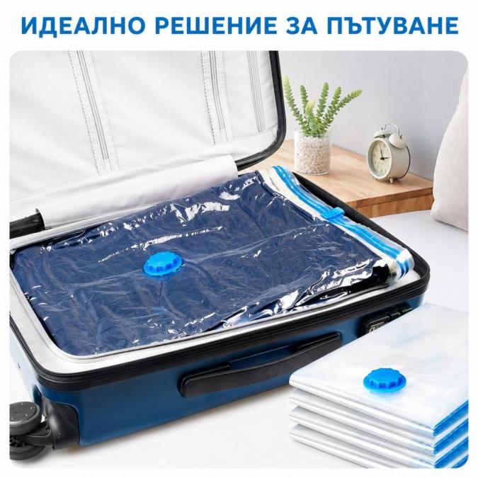 Комплект 12 вакуумни торби за съхранение 110x110 см с ръчна помпа  сп