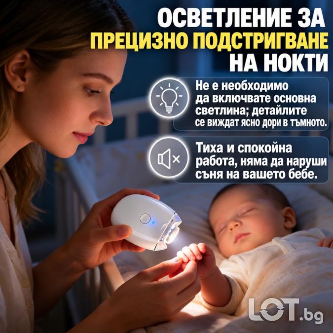 Електрическа пила за нокти с 3 скорости, 360 въртене и LED осветление
