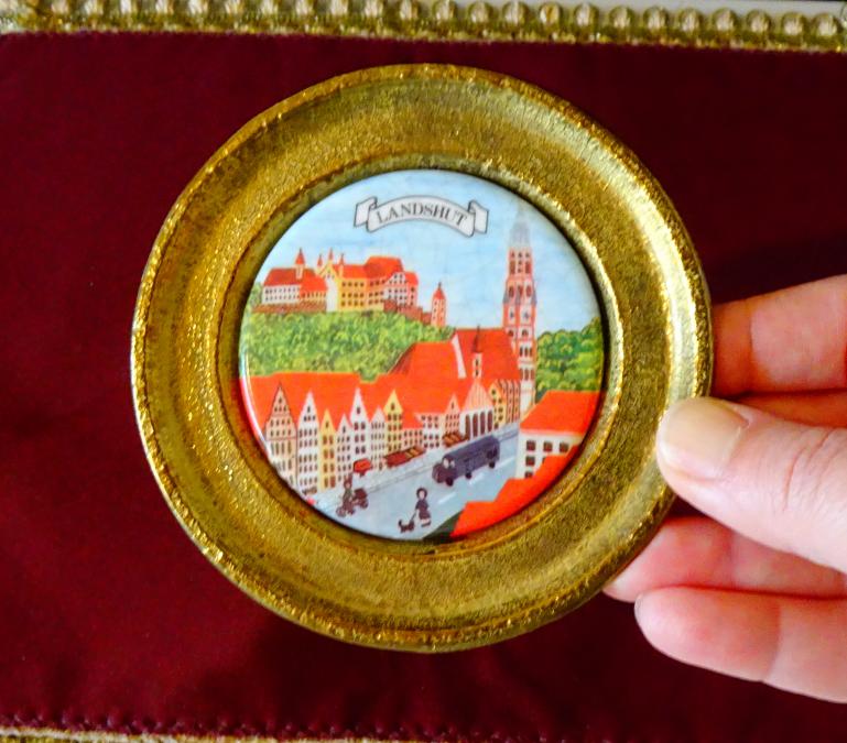 Бронзова чиния с изображение от Landshut, порцелан.