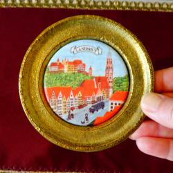 Бронзова чиния с изображение от Landshut, порцелан.