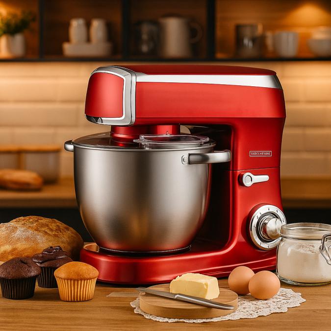 Планетарен миксер Rl-pkm2100 RED - 2100w Max, 7.5l, 6 скорости Pulse