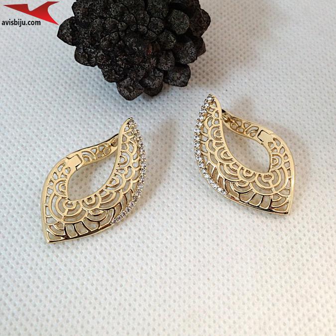 Обеци с 14К златно покритие и с цирконий