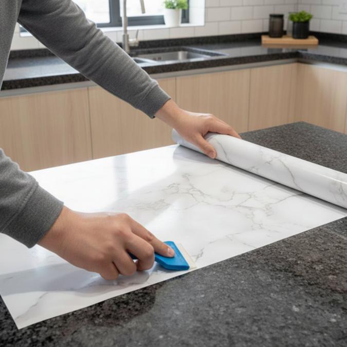 Мраморно самозалепващо фолио за обновяване на дома  водоустойчиво, зд